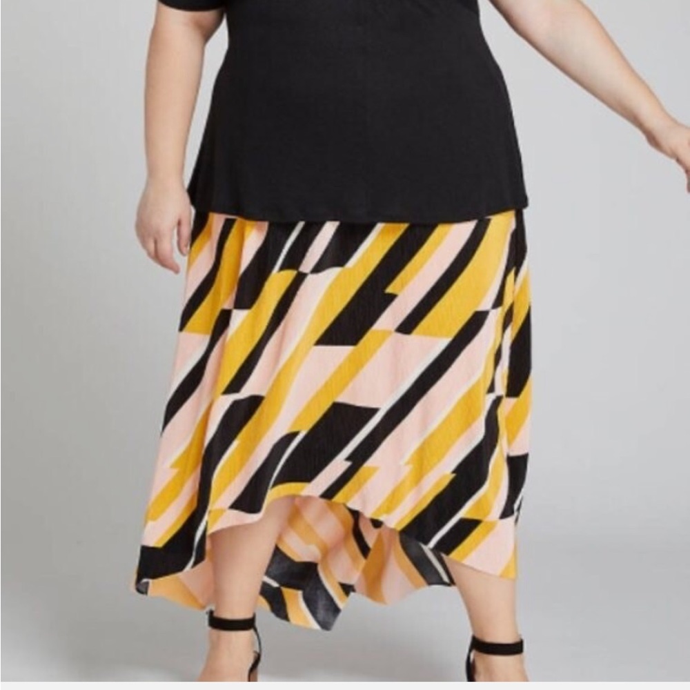 NWT Lane Bryant Pleated Geometric High-Low Midi Skirt Size 18/20